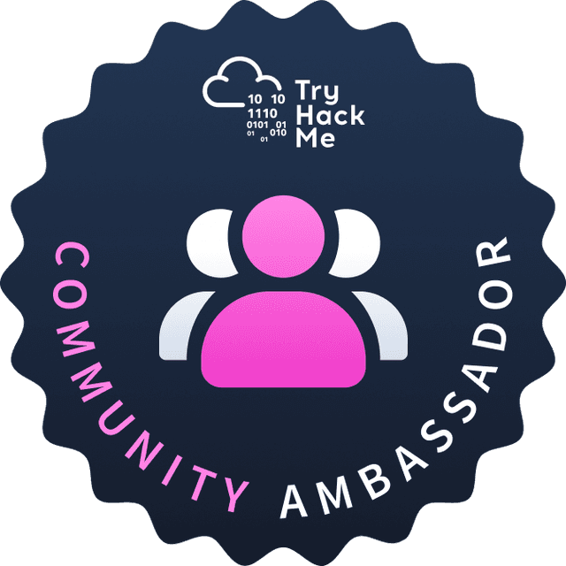 TryHackMe Community Ambassador badge.