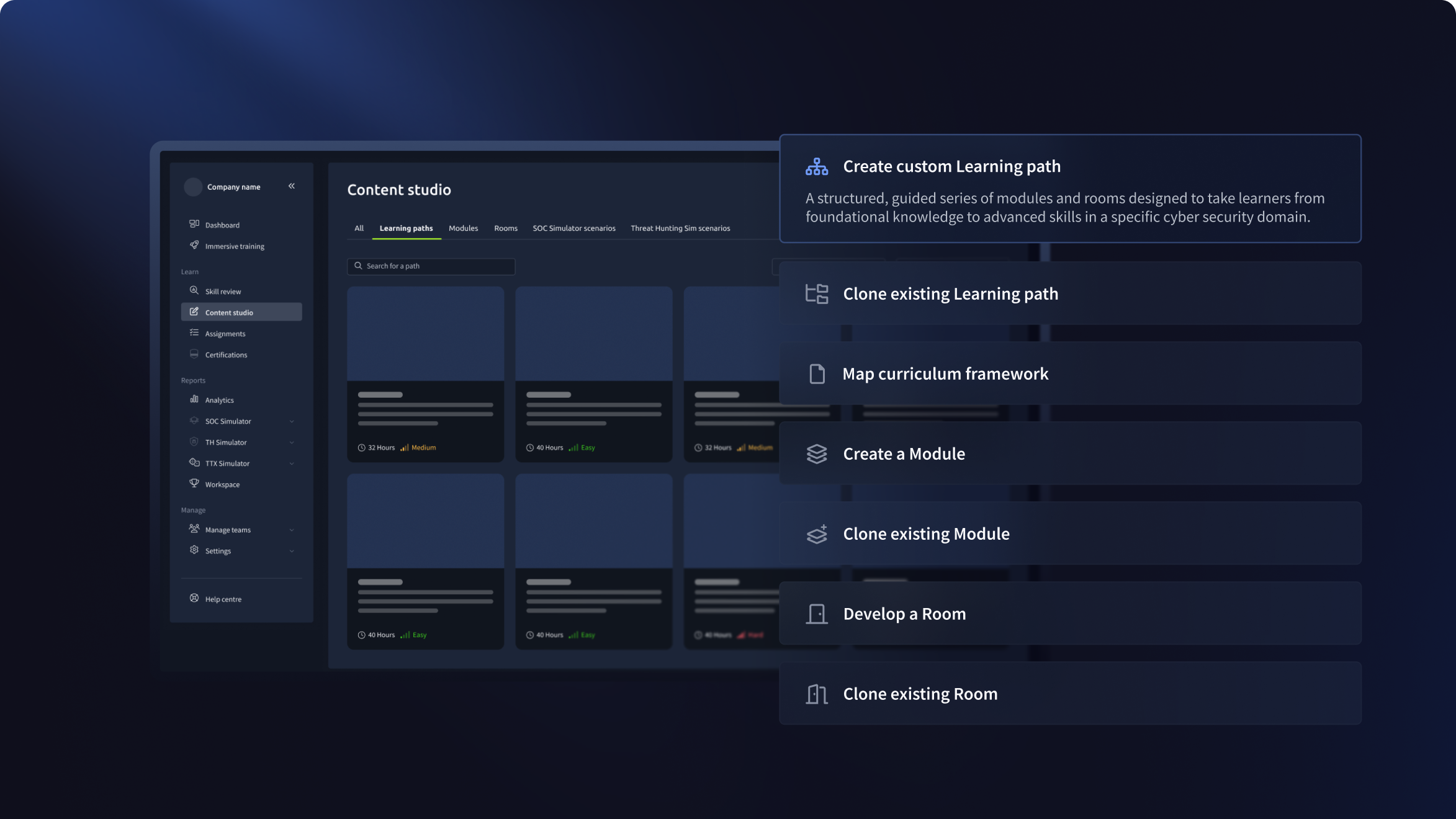 Custom content studio editor.