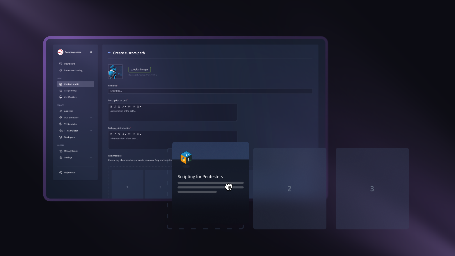 Learning path builder interface.