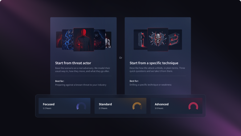 Live breach exercise bespoke exercise request interface.
