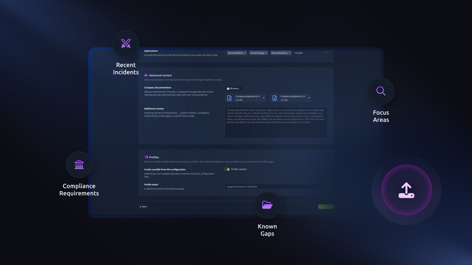 IR playbook upload interface.