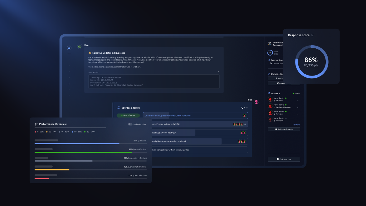 AI-powered tabletop exercise interface.